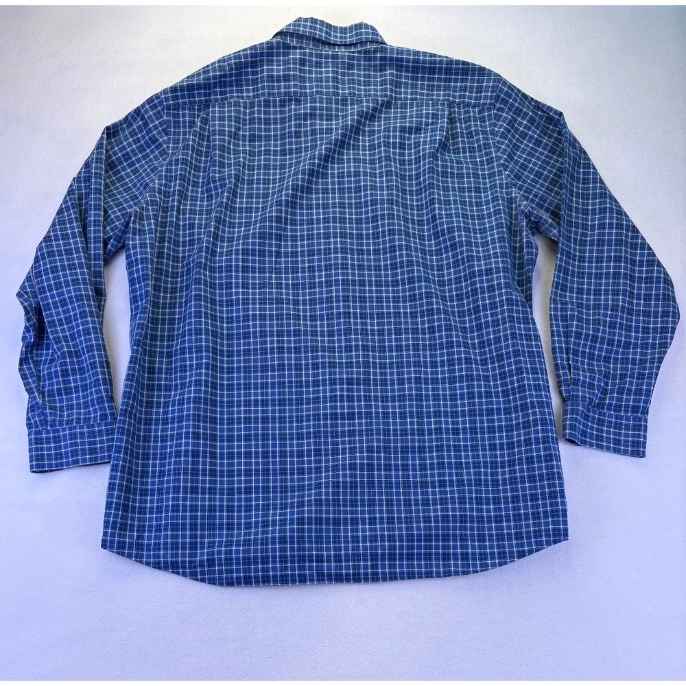 LL Bean Mens XL Blue White Plaid Cotton Button Down Shirt Traditional Fit Casual - Picture 6 of 11